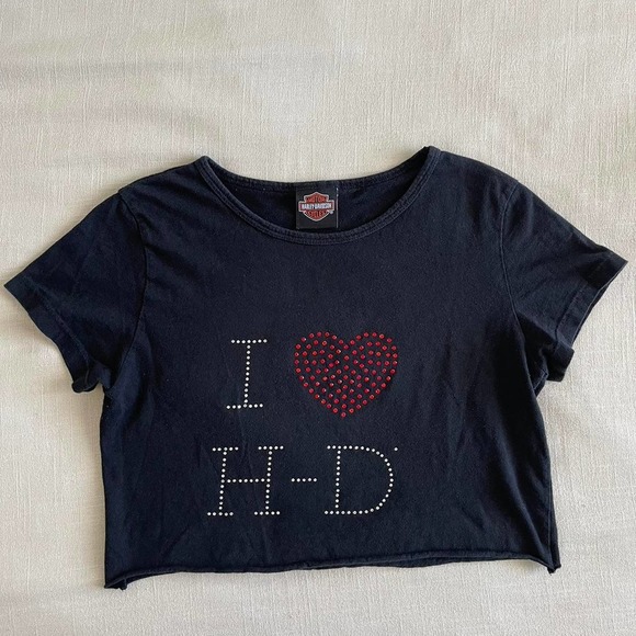Harley davidson rhinestone cropped tee - Picture 2 of 4